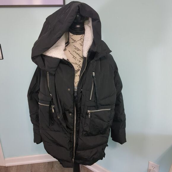 OROLAY Women S Two Tone Fluffy Pocket Thickened Hood Down Jacket - Picture 1 of 6